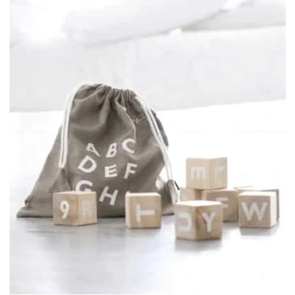 OOH NOO -Wooden Alphabet Blocks in White